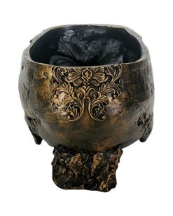 Goldene Totenschädel Pflanzenschale 5 Goldene Totenschädel Pflanzenschale -Halloween Lieferungen totenkopf pflanzenschale gold skull planter gothic blumentopf halloween pflanzgefaess 52736 2