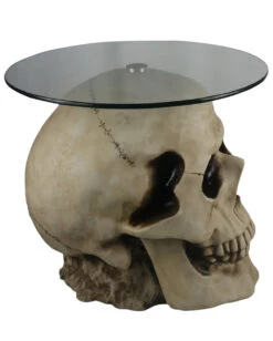 Totenschädel Tisch Mit Glasplatte 56,5cm 9 Totenschädel Tisch Mit Glasplatte 56,5cm -Halloween Lieferungen totenkopf tisch mit runder glasplatte totenschaedel tisch mit runder glasplatte skull table with round glass plate 54783 03