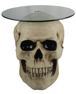 Totenschädel Tisch Mit Glasplatte 56,5cm 11 Totenschädel Tisch Mit Glasplatte 56,5cm -Halloween Lieferungen totenkopf tisch mit runder glasplatte totenschaedel tisch mit runder glasplatte skull table with round glass plate 54783 05