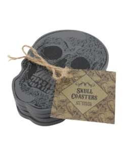 Totenschädel Untersetzer Set 4 St. -Halloween Lieferungen totenkopf untersetzer totenschaedel untersetzer skull coasters halloween tischdeko 50706 02