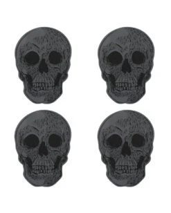 Totenschädel Untersetzer Set 4 St. -Halloween Lieferungen totenkopf untersetzer totenschaedel untersetzer skull coasters halloween tischdeko 50706 03