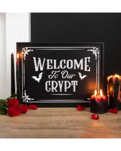 Halloween Lieferungen -Halloween Lieferungen welcome to our crypt wandbild welcome to our crypt wall plaque gothic wohnaccessoire 54309 03