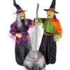 2 Kochende Hexenschwestern Mit Kessel 180cm -Halloween Lieferungen zwei kochende hexenschwestern mit hexenkessel halloween animatronic cooking witches with cauldron 51760 01